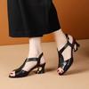 Fish mouth sandals women's low heel summer new versatile medium heel thick heel outer wear soft sole rear strap women's shoes