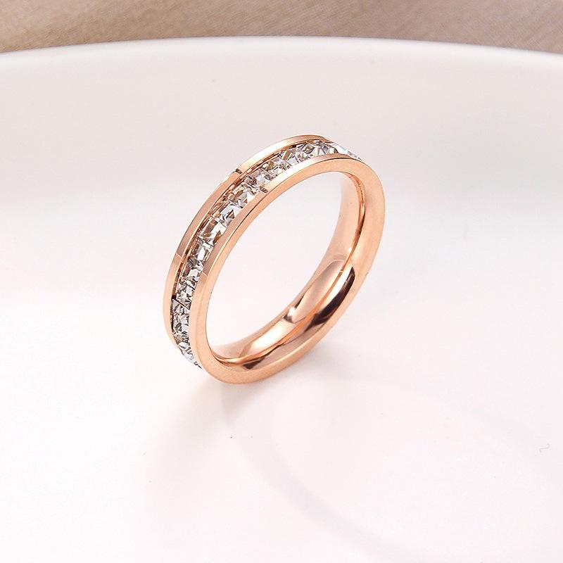 Titanium Steel Single Double Row Full Diamond Stainless Steel Couple Rings Personality Starry Sky Ring