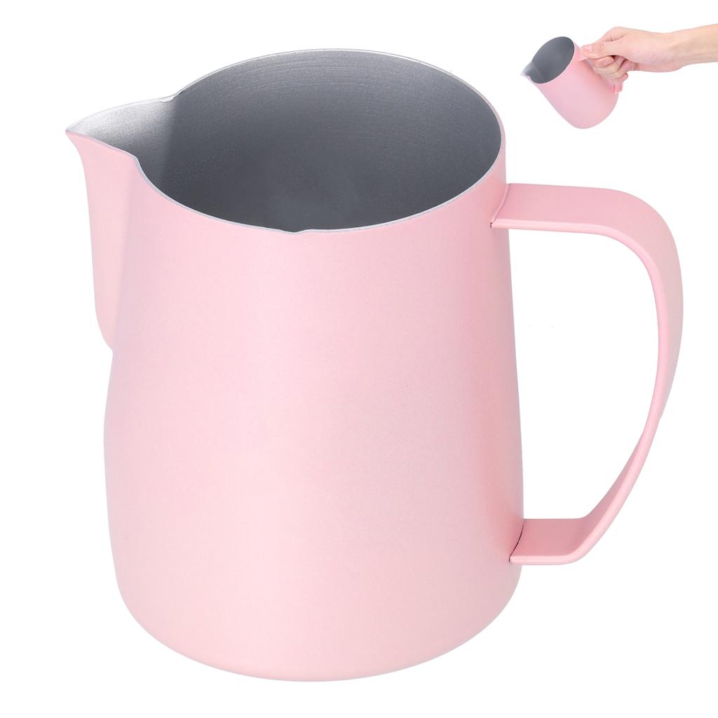 Milk Frothing Cup 304 Stainless Steel Thicken Coffee Latte Pitcher Jug 600ml Pink