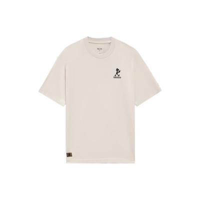 X Disney Pinocchio Series Hand-Painted Cartoon Print Casual Loose Short-Sleeve T-Shirt Men Tops White Sand-Grey AHSS451-1