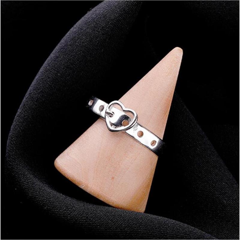 New Fashion Personality Love Belt 925 Sterling Silver Jewelry Creative Heart -Shaped Exquisite Popular Opening Rings R216