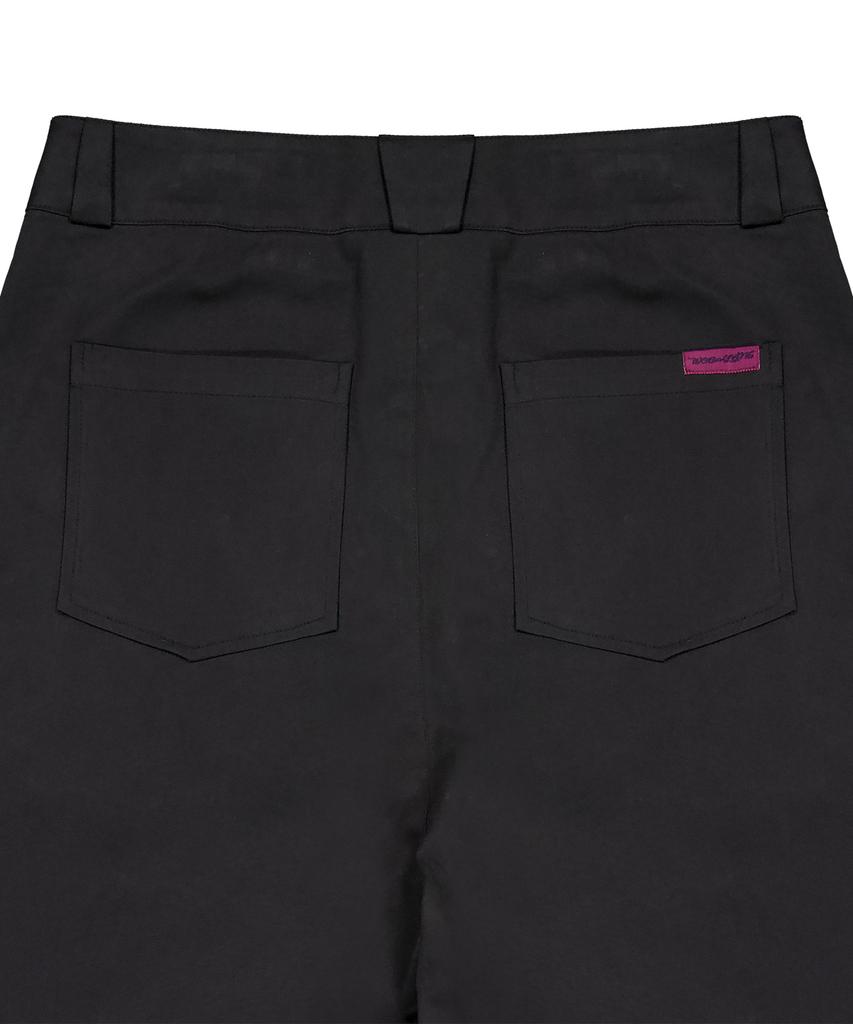 Uallong Side Drape Wide Pants - Black
