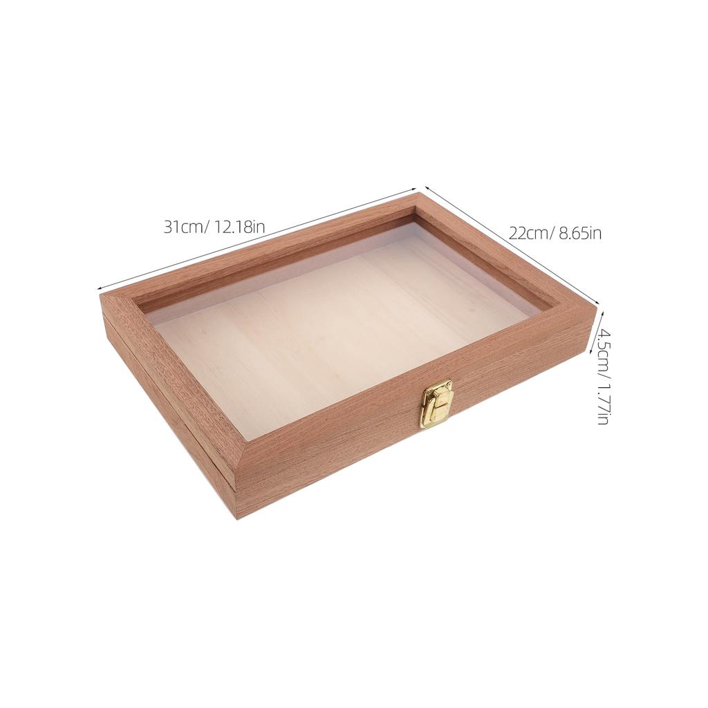 Small Sapele Wooden Storage Box Square Natural Wood Transparent Display Jewelry Organizer Dry Flower Keepsake Butterfly Specimen