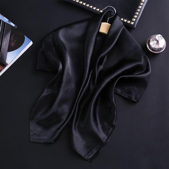 90cm Solid Colors Neckerchief Hijab Scarf For Women Soft Satin Headband Hair Scarves Female Square Shawls Head Scarfs For Ladies