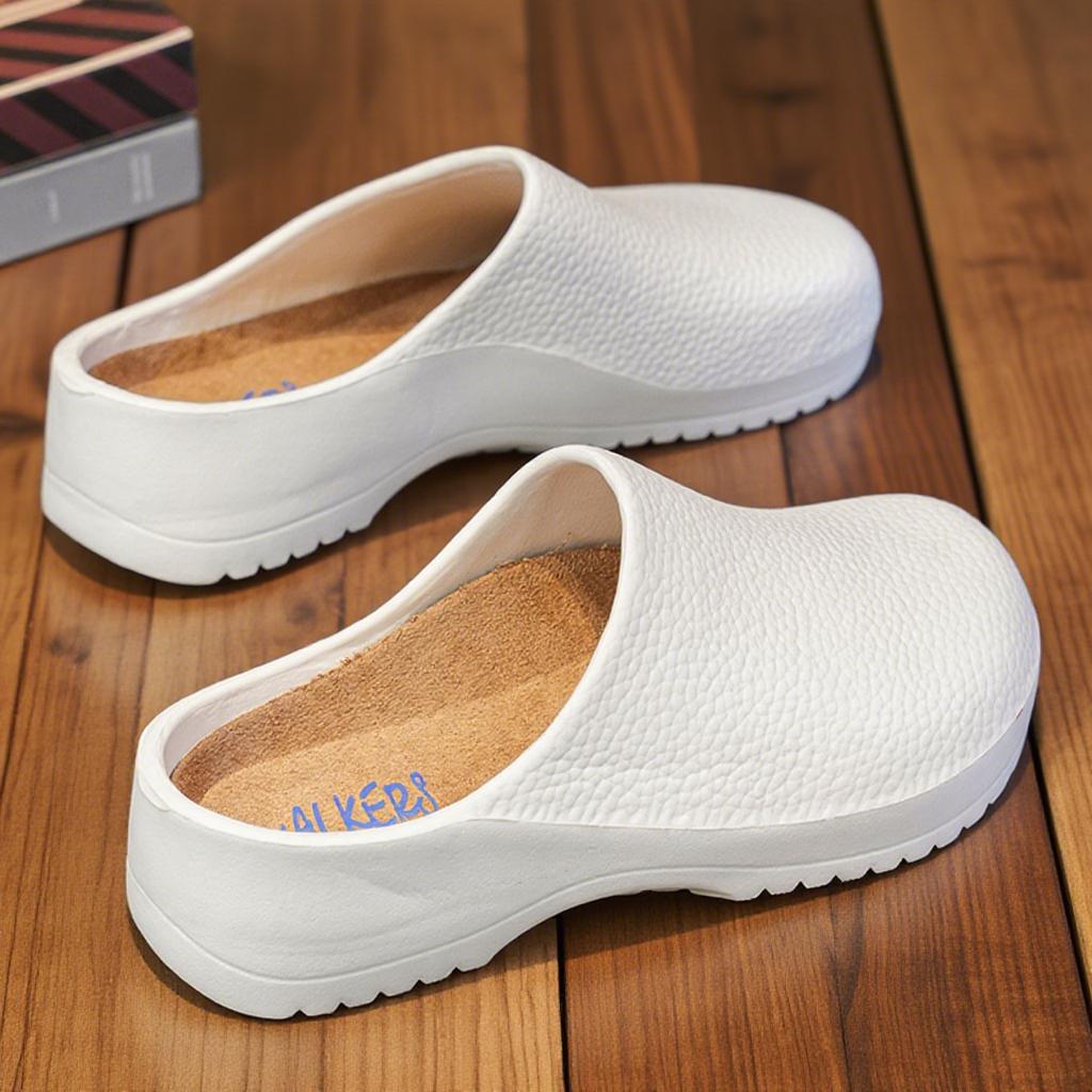 

Кухонная нескользящая маслостойкая обувь шеф-повара, мужская водонепроницаемая повседневная обувь на плоской подошве, женские тапочки, парная обувь, обувь EVA больших размеров 44-45 белый