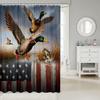 American Flag Printed Shower Curtain, Flying Wild Duck Bass Fish Bathroom Curtain, 72"W X 72"L, Grey, Waterproof