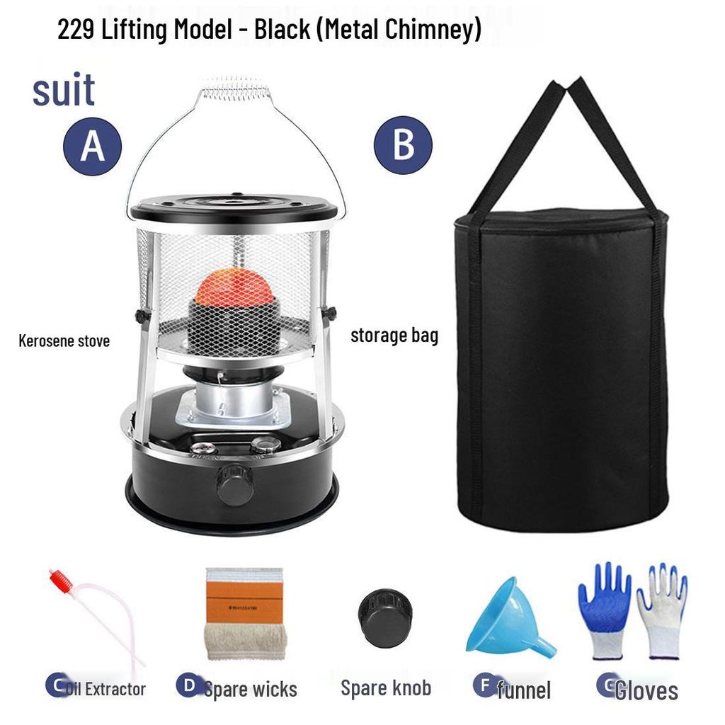 Adjustable Height Glass Chimney Kerosene Stove for Outdoor Camping & Indoor Use