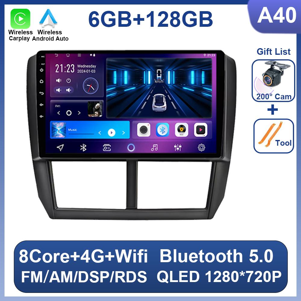 Android 14 Car Radio For Subaru Forester 3 SH 2007-2013 For Impreza GH GE 2 Din Multimedia Player Head Unit Wireless Carplay DSP