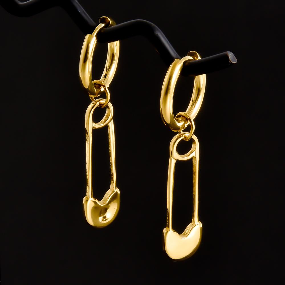 Golden Exquisite Sword Cross Star Hoops Earring Fashion Natural Shell Stainless Steel Earrings For Women Men Accessories Jewelry