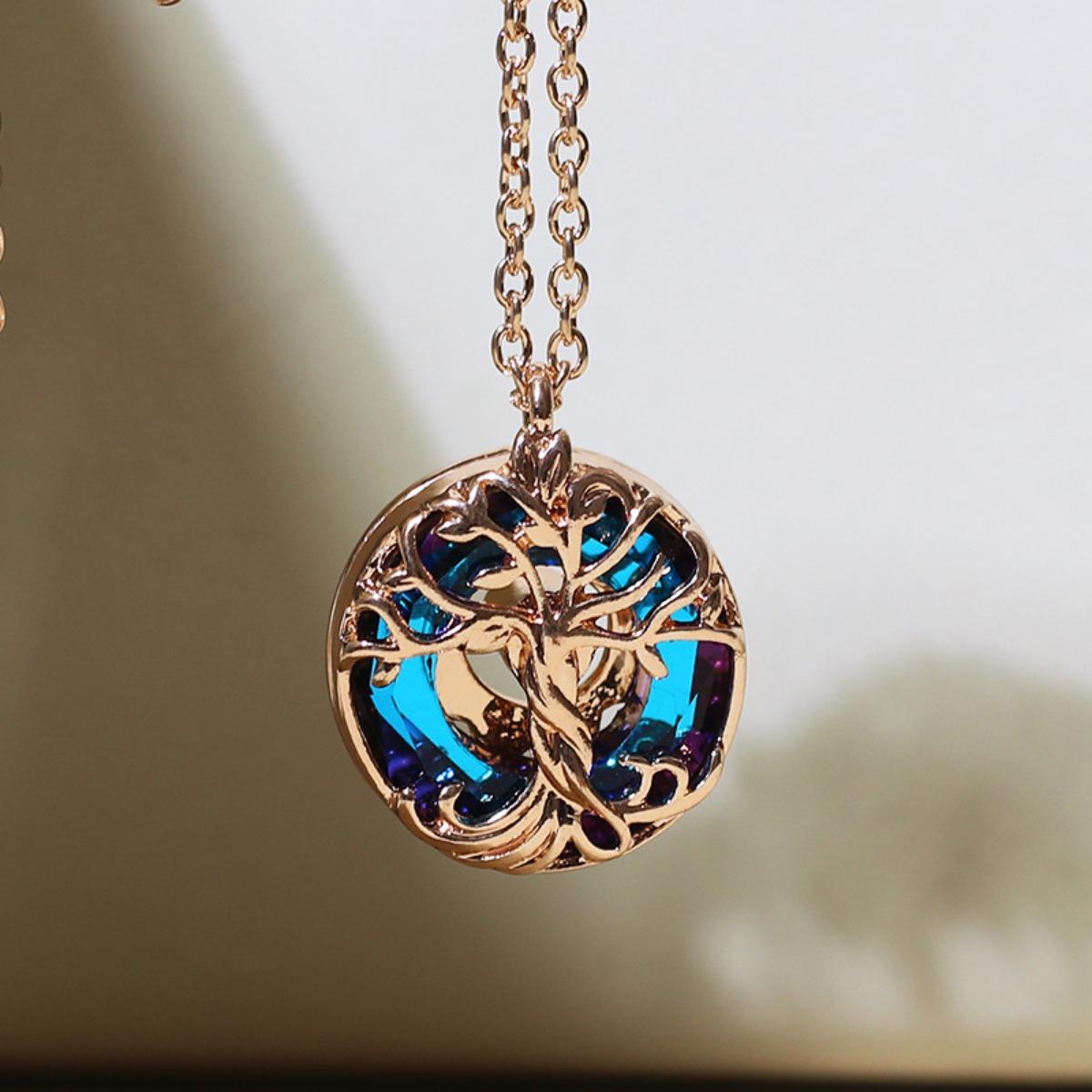 

Открывающееся ожерелье с подвеской из циркона «Древо жизни», памятные украшения для мальчиков и девочек розового золота