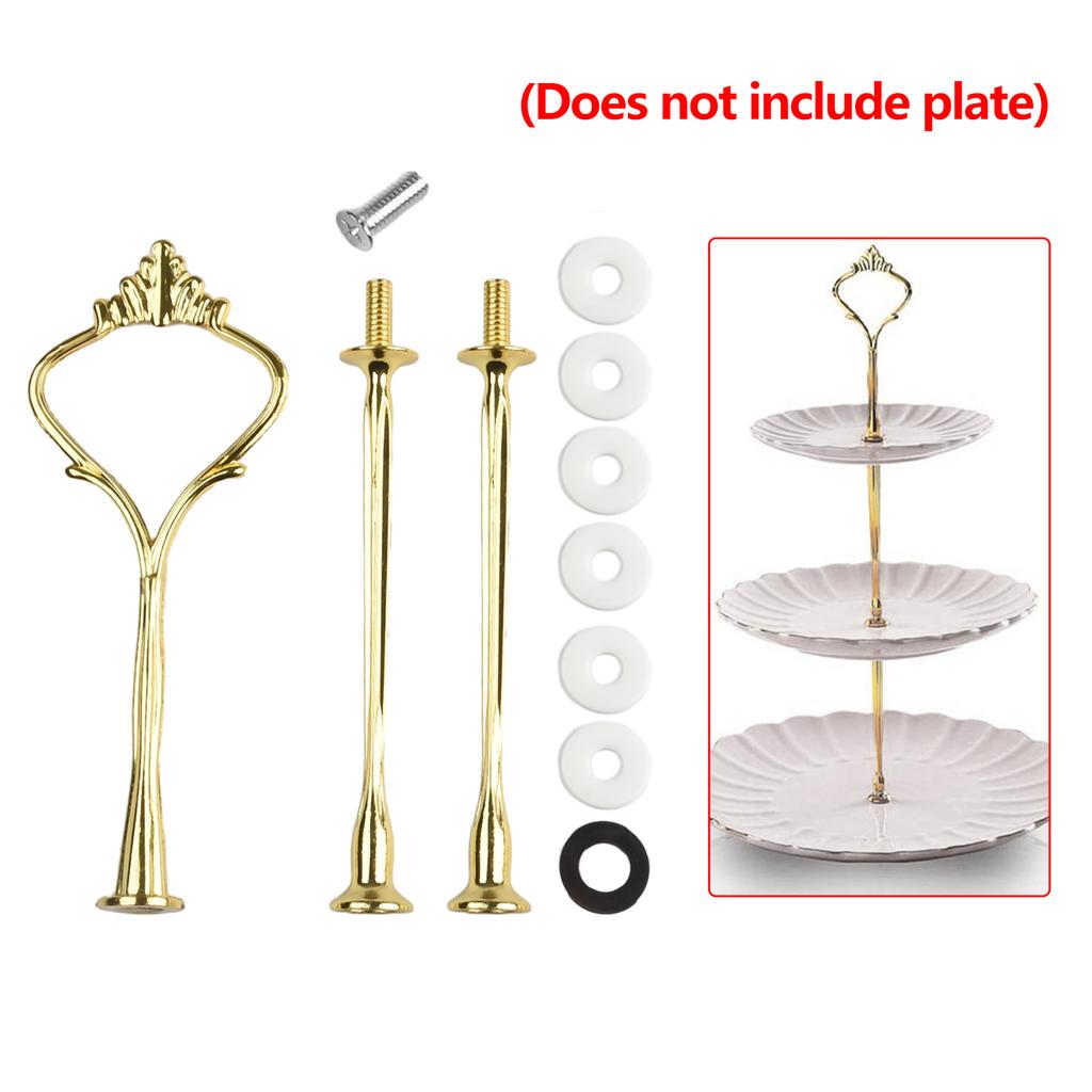2/3 Tier Cake Stand Afternoon Tea Wedding Plates Party Tableware Golden/Silver Tier Cake Plate Stand Cupcake No Plate Zinc Alloy