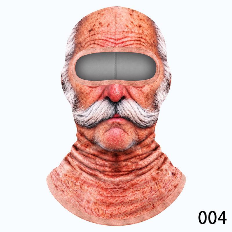 Funny Old Man Ski Mask Realistic Face Summer 3D Printed Full Face Mask For Skiing Snowboarding Outdoor Sports
