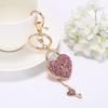 Keychain Faux Crystal Rhinestone Heart Shape Zinc Alloy Tassels Car Keyring for Bag