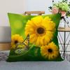 Neuankunft Gerbera Blumenkissenbezug Schlafzimmer Home Office Dekorative Kissenhülle Quadratisch Reißverschluss Kissenbezüge Satin Weich Kein Ausbleichen
