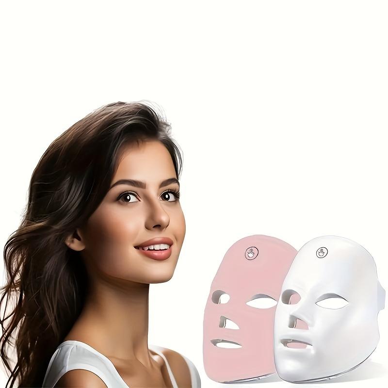 7 Color LED Lighted Facial Mask, Rechargeable, Touch Control, Unscented, 400mAh Battery, USB Charging, Perfect for Men and Women, Festive Gift