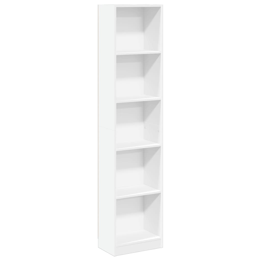 Bookshelf White 40 x 24 x 176 cm Engineered Wood