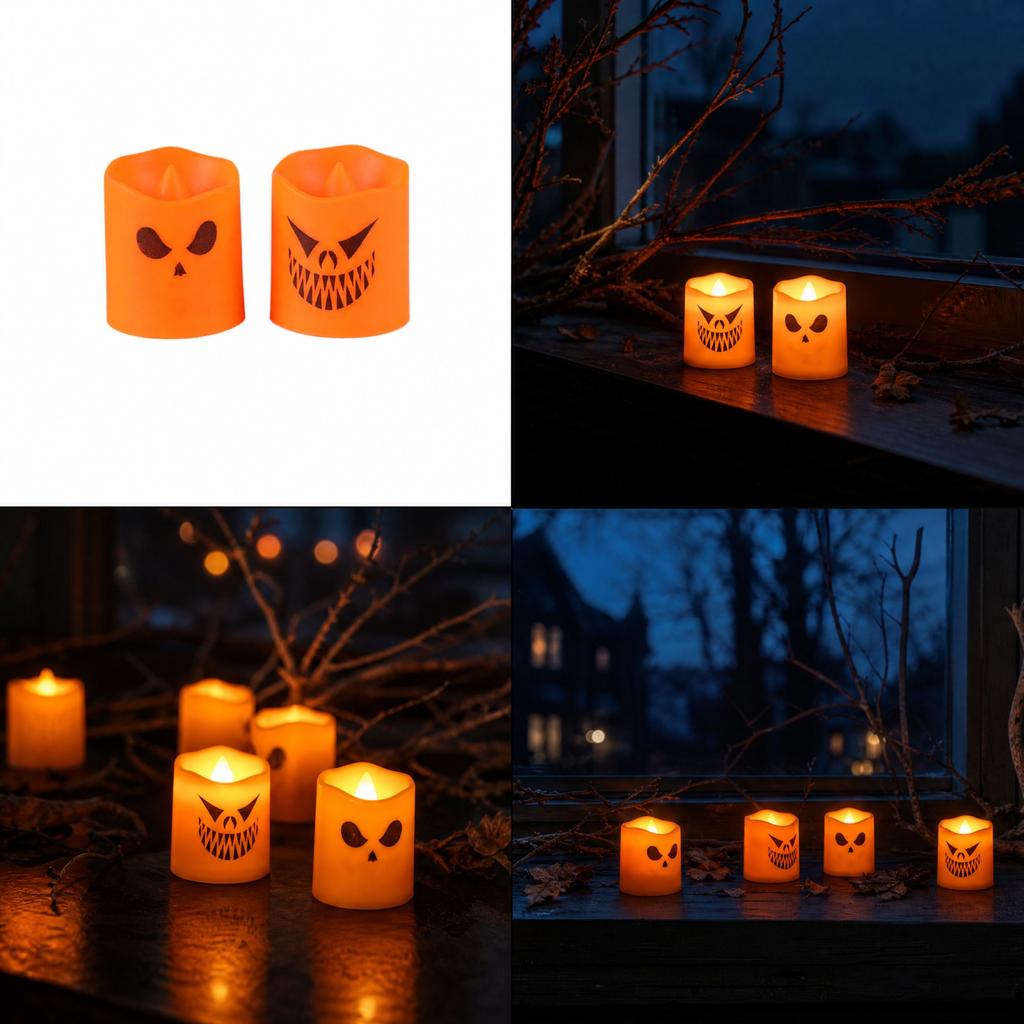Halloween LED Hand Candles Pack - Flickering Flameless Tea Lights for Party Decorations and Night Light