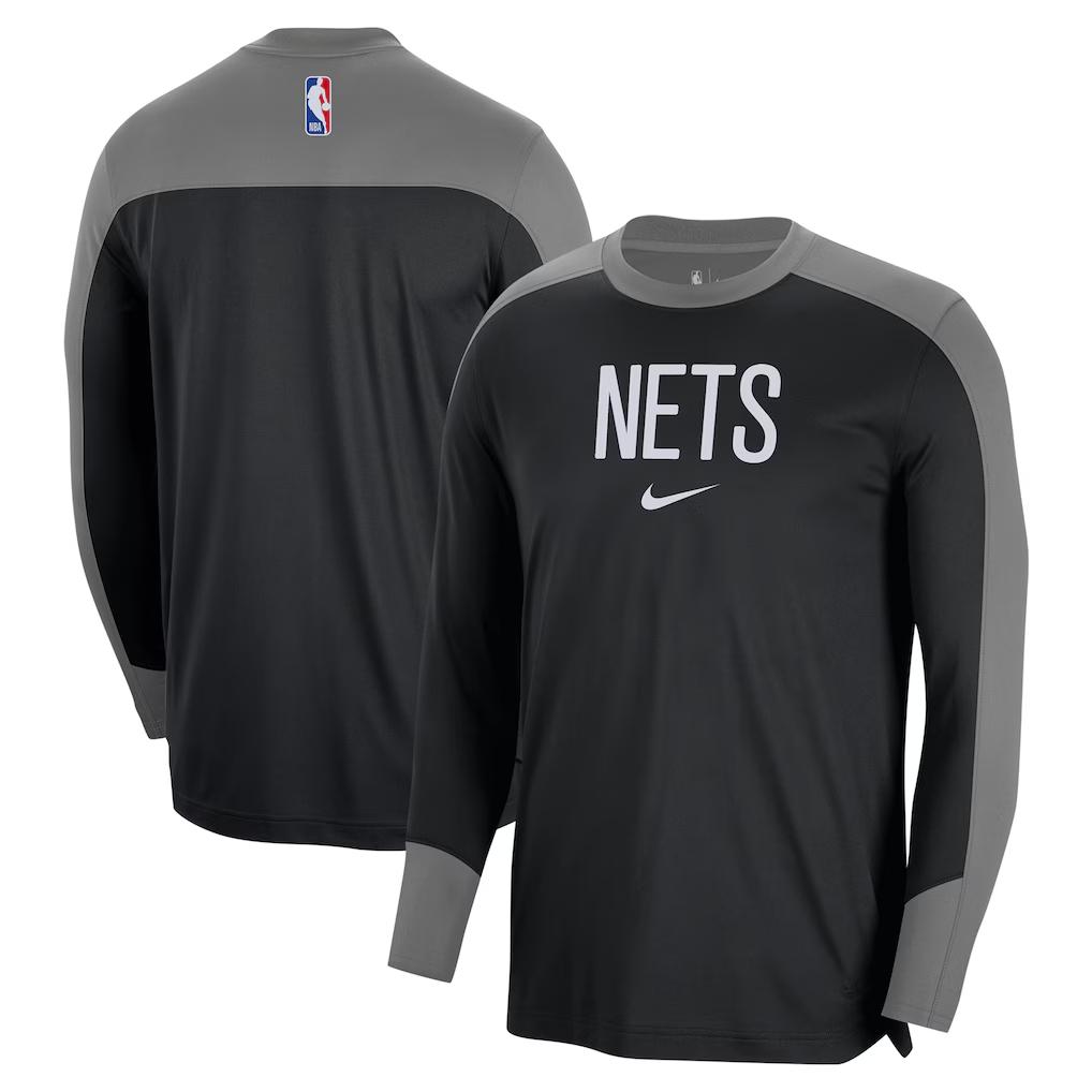 Nike Dri-Fit NBA Crew Neck Pullover Raglan Long Sleeve 2024/25 Season Brooklyn Nets Basketball Jersey Unisex tops FV1627-002
