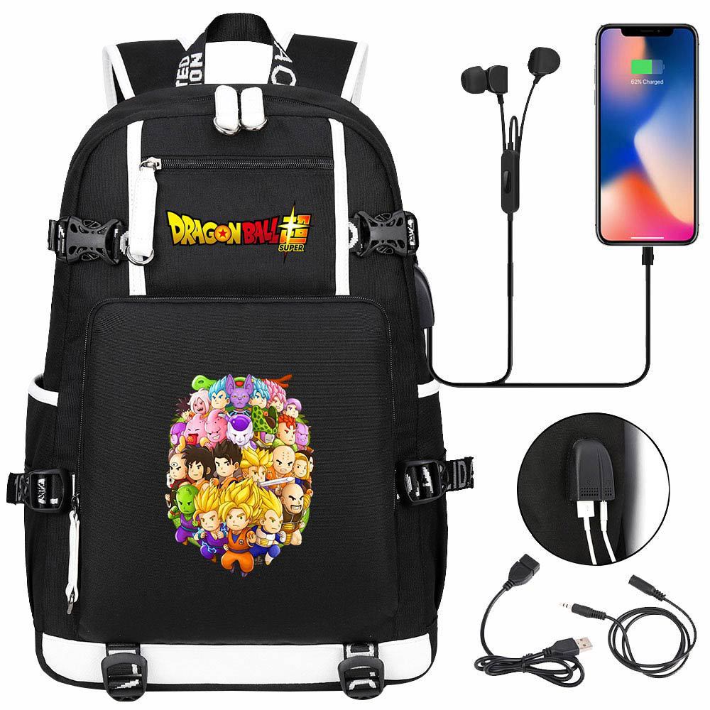 Vegeta Sun Wukong Dragon Ball Ultra USB Headphones Teen Student School Bag Men's and Women's Leisure Travel Backpack