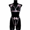 Sexy Open Breast Breasts Bowknot Erotic Lingerie Two Piece Sets Fancy Hollow Underwear Naked Bra And Thong Exotic Set Sex Suit