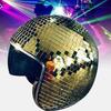 Klobouk Disco Koule ze Zrcadlového Skla s Třpytkami a Zatahovacím Kšiltem Disco Helma Pro DJ Klub Pódium Bar Party Svatba Punkový Kostým