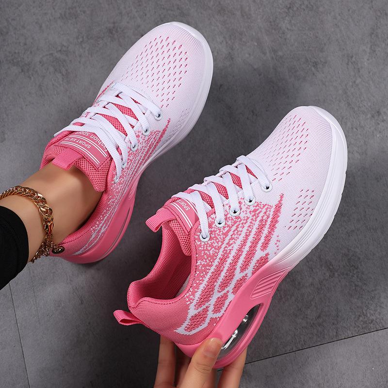 Fashion Large-sized Women's Shoes for the Autumn Breathable Running Shoes with Woven Mesh and Soft Soles, Comfortable Sports Shoes