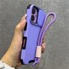 Pouzdro Armor s posuvným okénkem, ochranou, šňůrkou na zápěstí pro iPhone 17 Air 16 15 13 12 11 14 Pro Max, jednobarevný nárazník, kryt se šňůrkou