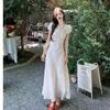 Summer waist temperament design senior sense gentle long dress French coffee break elegant jacquard short sleeve dress female tide
