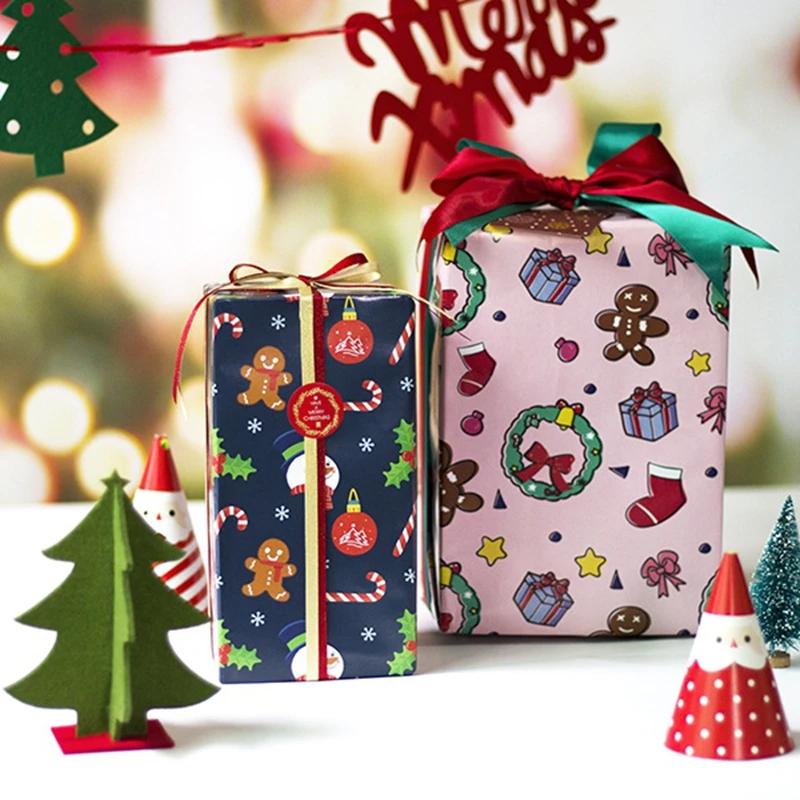 10pieces 70*50 Cm Colorful Christmas Diy Scrapbook Paper Pack, For Scrapbooking Supplies, Gift Wrapping Paper Best Gifts