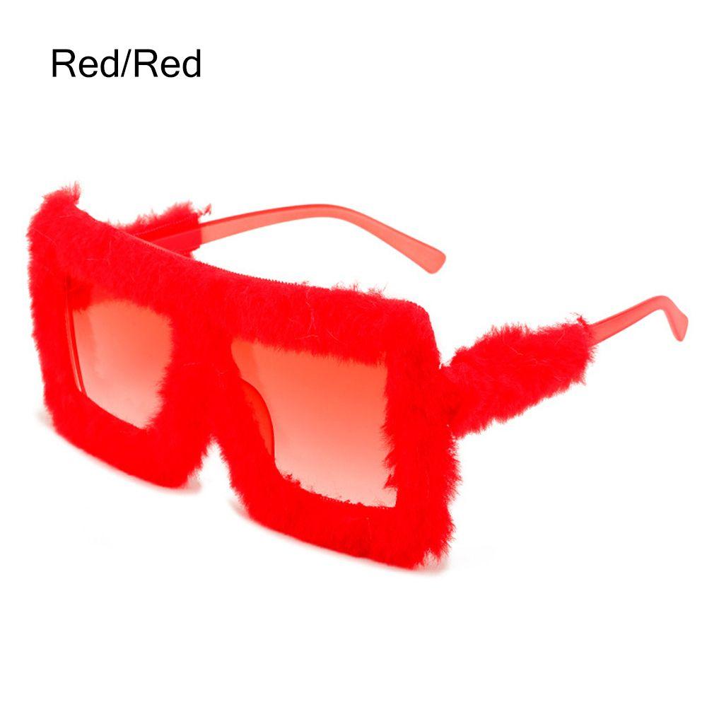UV400 Square Frame Ladies Shades Punk Sun Glasses Plush Sunglasses Ladies Sexy Shades Soft Fur