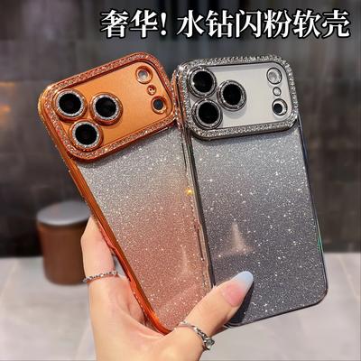 Applicable iPhone17PROMAX Mobile Phone Case Glitter Rhinestone with Lens Film Apple 16/15 Soft Case Protective Case