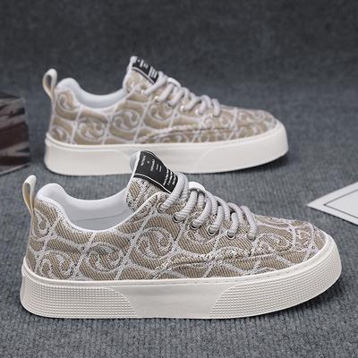 Men's Shoes Spring 2024 New Breathable Canvas Shoes Trendy Versatile Sports Casual Low-top Shoes Men's Printed Trendy Shoes