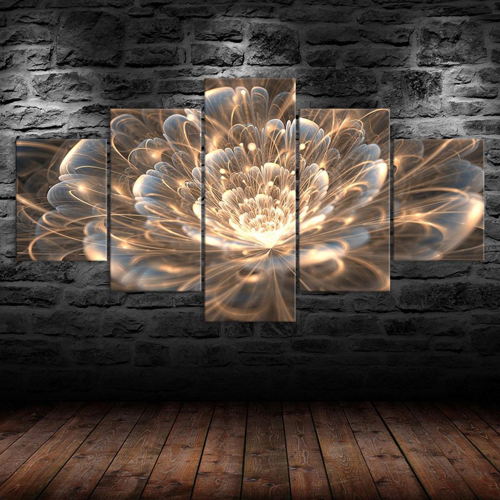 Abstract Flower 5 Piece Canvas Wall Art Multi Panel Print Modern Room Poster Home Decor Picture Gift For Him For Her