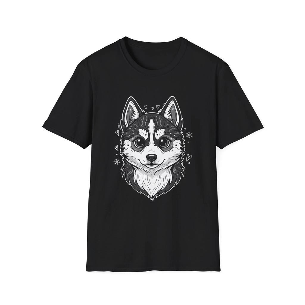 Dog Cute Illustrated Hearts Black Tee Kawaii Graphic T-Shirt