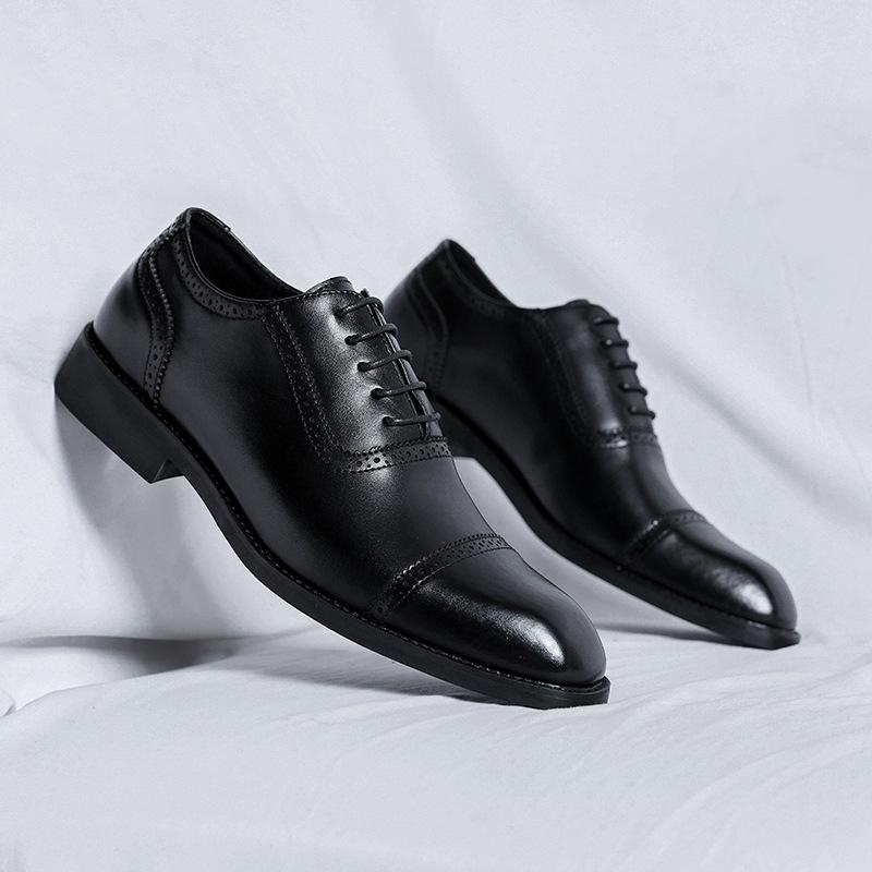 

Мужские кожаные туфли квадратный носок британский стиль дерби повседневные трехсоставные деловые туфли мужские туфли жениха 8107-R 38 чёрный