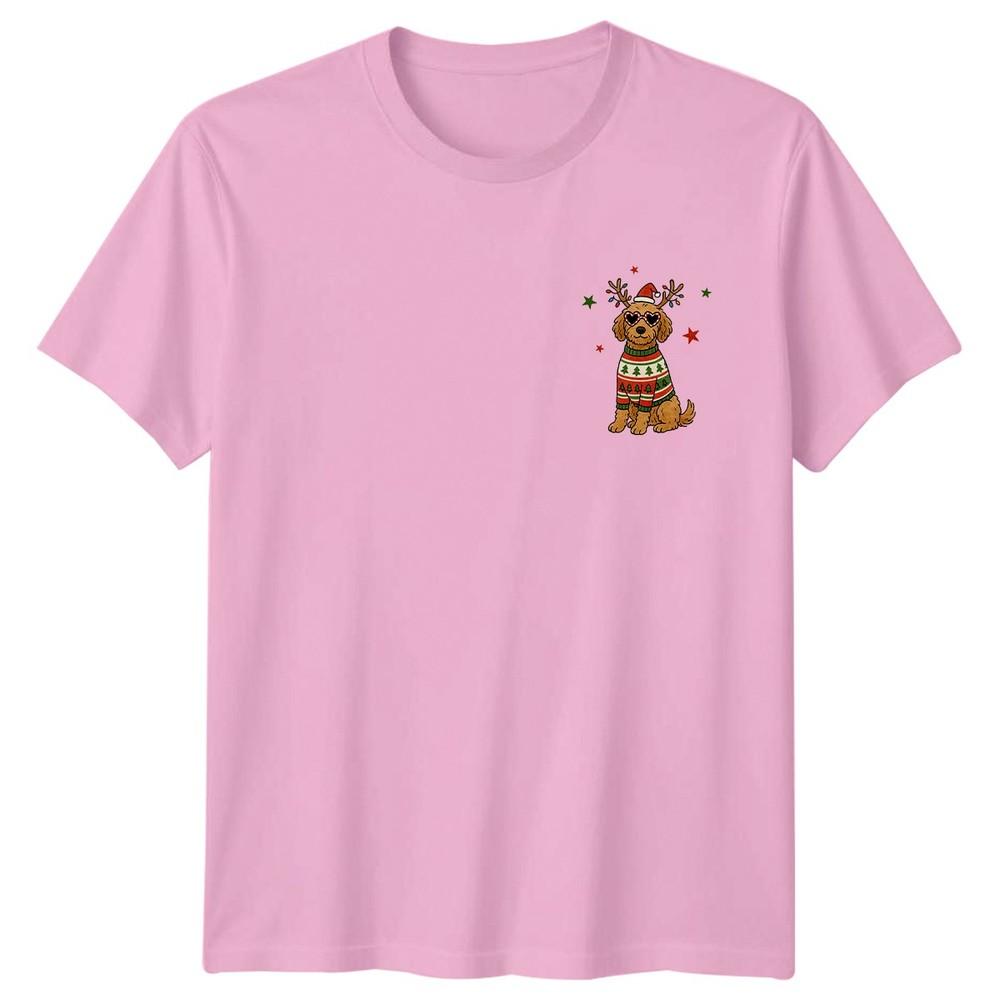 Dog Christmas Antlers Santa Hat Holiday Unisexs TShirt Unisexs Tee Graphic Unisex