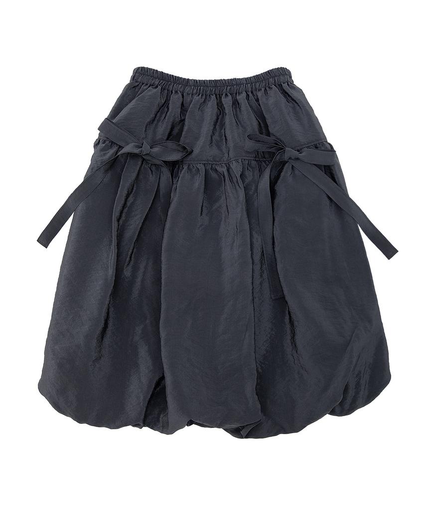 Plasma Sphere Cloud Ribbon Puff Balloon Flare Midi Skirt_ 2 Colors