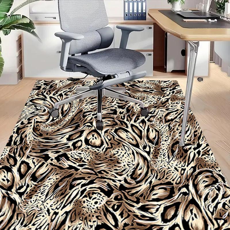1PC Leopard Print Tiger Skin Non-Slip Floor Carpet Compatible for Office&Living Room&Bedroom&Dining Room - Flat- Soft & Pattern, Vibrant Colors-W302