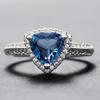 Gift Ring Women'S Wedding Trend Love Jewelry, Triangular Geometry Blue Cubic Zirconia Gorgeous Anniversary Party Jewelry