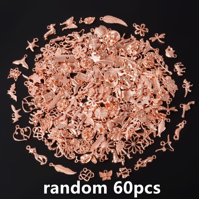 30/60/100 szt. Wielokolorowa Losowa Mieszanka Stop Metalowy Urocze Zawieszki Do Tworzenia Biżuterii Akcesoria Zwierzę Roślina Muszla DIY Bransoletki Wisiorek