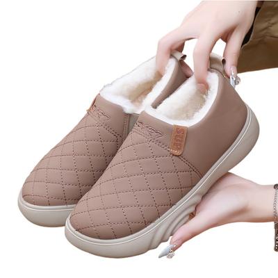 Stivaletti Invernali da Donna in Vera Pelle di Pecora Stile Pechino, Antiscivolo Suola Spessa Slip-On Stivaletti da Neve, Foderati in Peluche Caldi Comodi Stivaletti alla Caviglia