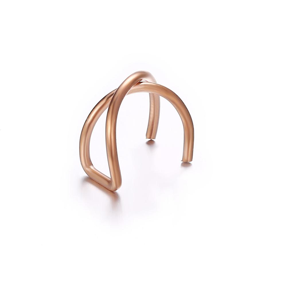 

Creative Personality Double C Cartilage U-shaped Double-layer Pierced Earrings Ear Clip Set C06-01-38 cross rose gold #1