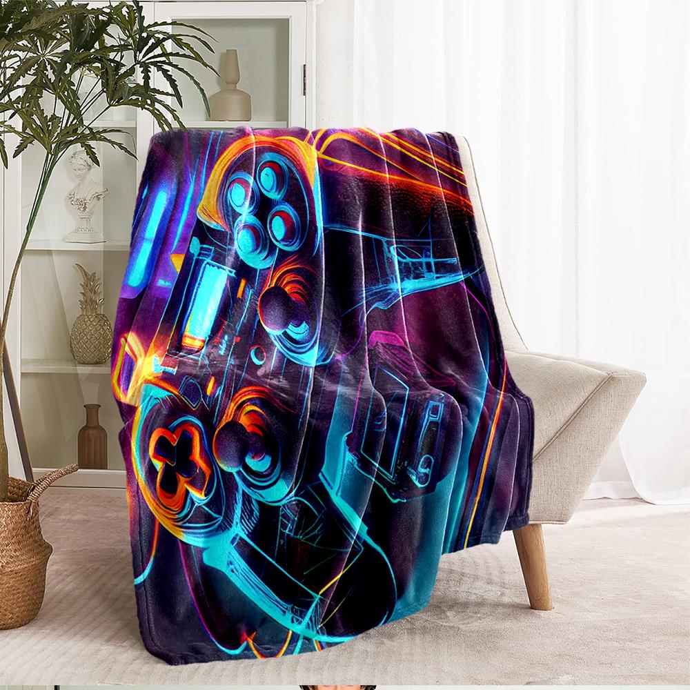 Game Controller Theme Printed Blanket - Perfect for Couch, Bed, Travel & Outdoor Use | Machine Washable, Cozy & Durable.