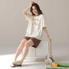 Pure cotton pajamas women's 1011 new summer casual style soft short-sleeved shorts loose and wearable loungewear set