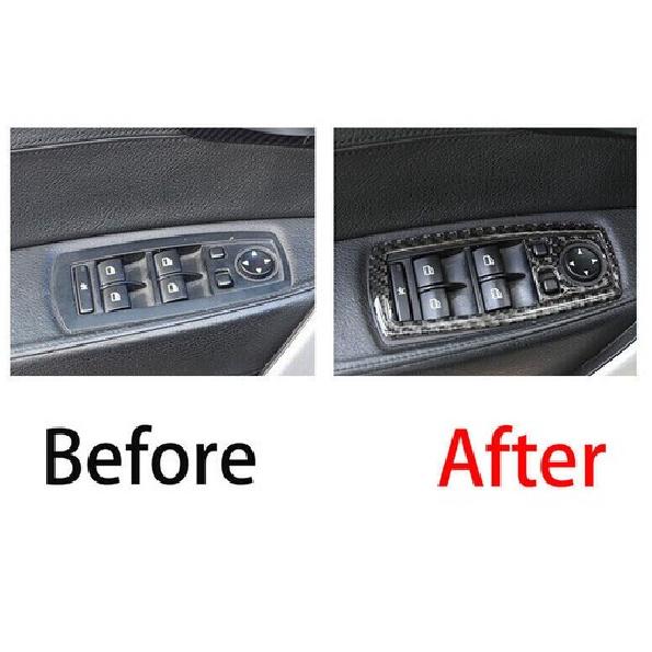 Fit For BMW X3 E83 2006-2010 Real Carbon Fiber Window Lock Lift Panel Trim Frame