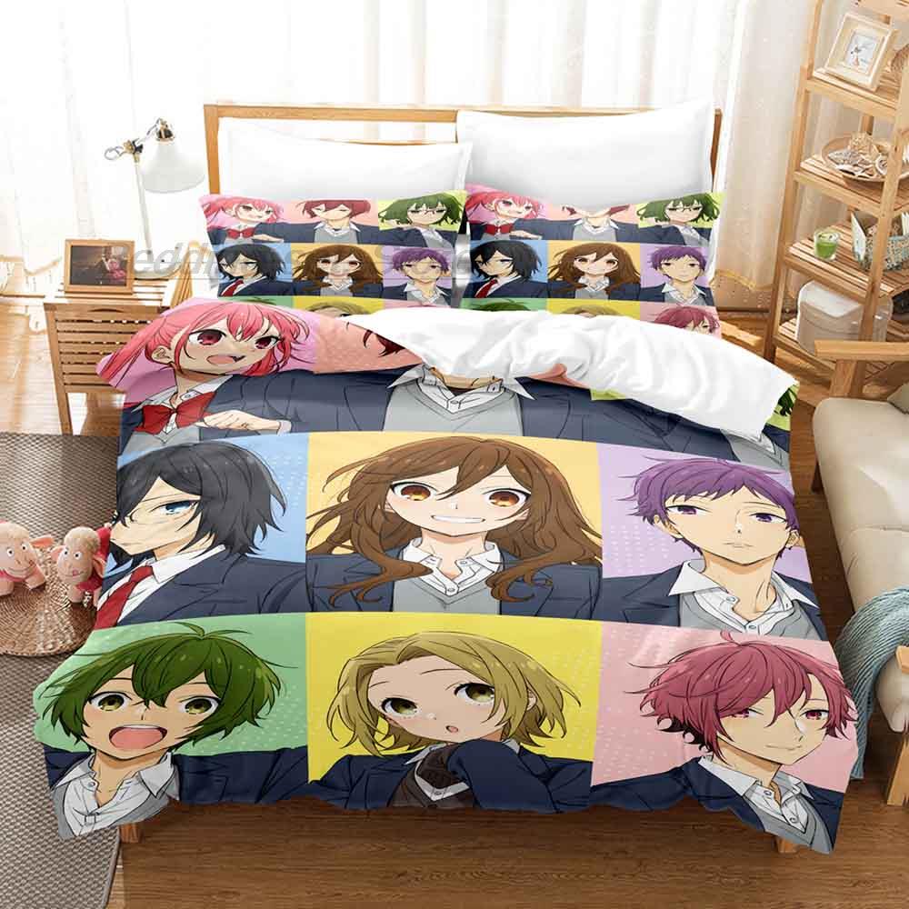 Horimiya Bettwäsche Set Einzelbett Twin Full Queen King Size Bettset Aldult Kinder Schlafzimmer Bettbezug Sets 3D 2022 Anime Bettlaken Set