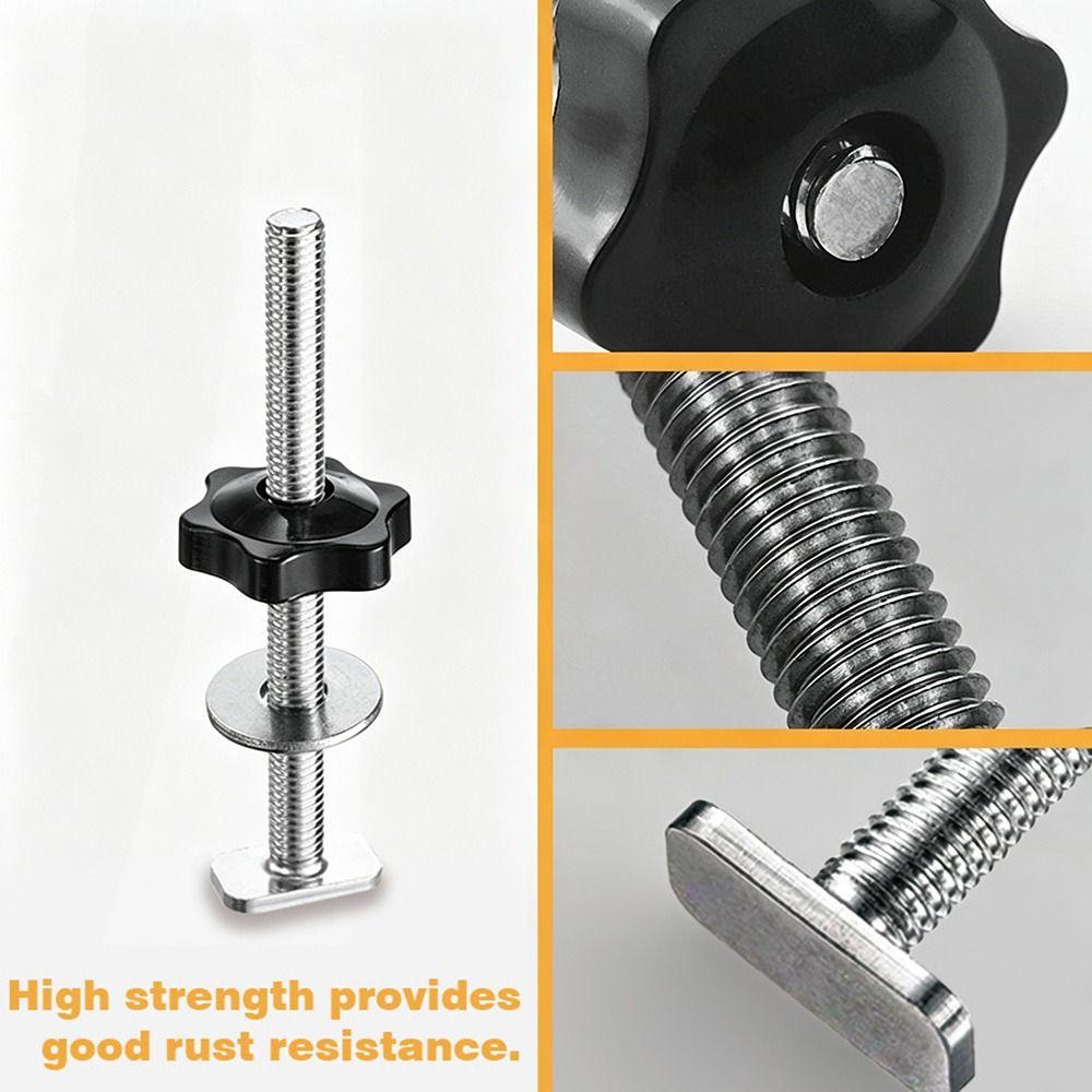 4pcs with Gasket T-Slot Bolts Galvanized Star Knobs Professional T Track Bolts T Track Accessories