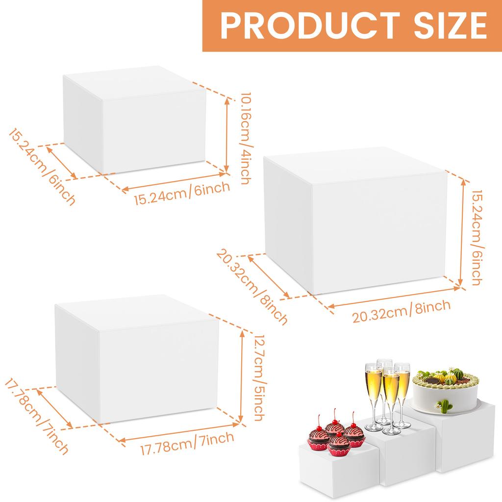 3/6Pcs Acrylic Food Display Riser Box Clear Buffet Riser Food Display Stands Multi-size Jewelry Display Stand for Party Decor