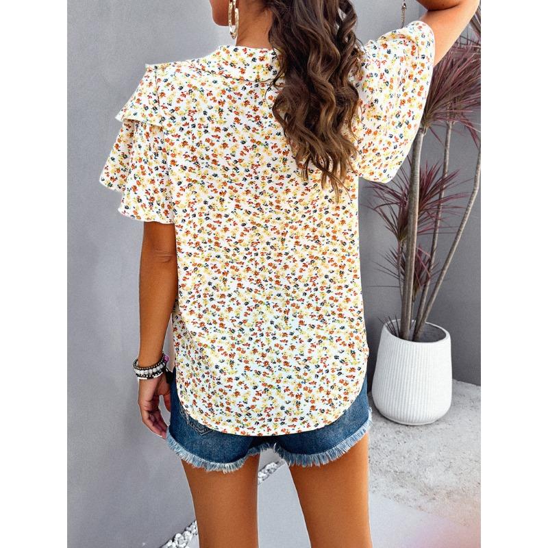Women Elegant Summer Style Printed Short Sleeved T-shirt