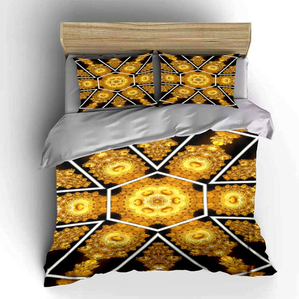 Gold mandala geometric pattern. Bedding sets Duvet cover sets Duvet covers Pillowcases(1* Duvet Cover 2* Pillowcases without duvet insert)